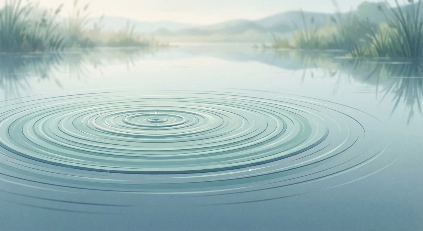 Soft concentric ripples spreading across a still water surface, symbolizing emotional resilience