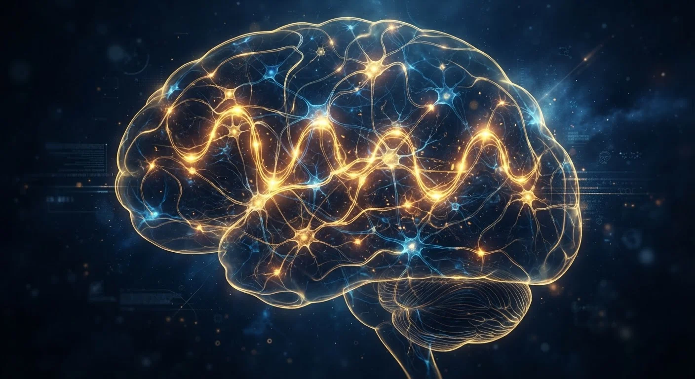 Illustrated human brain with glowing neural pathways highlighting habit formation circuits
