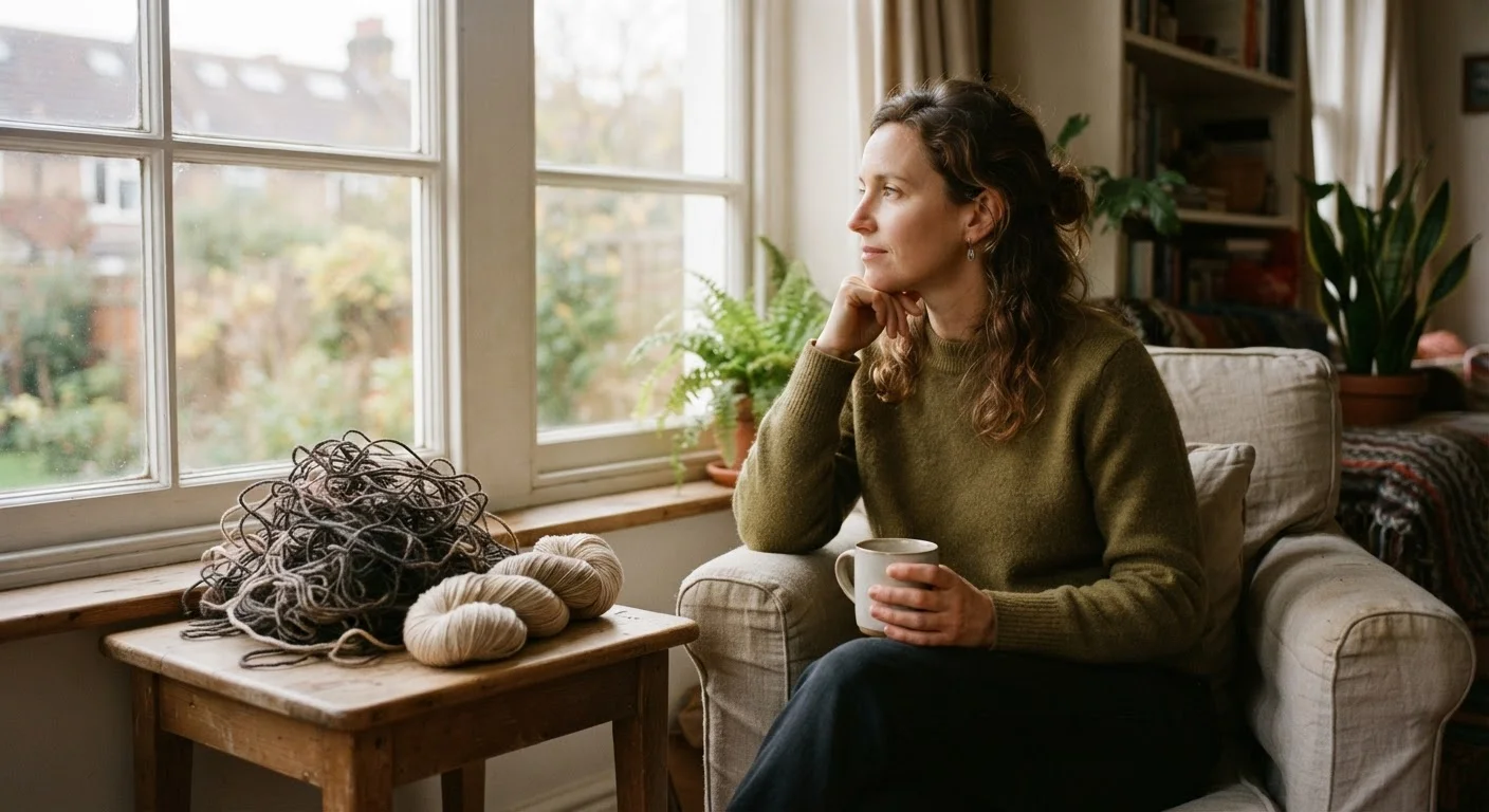 A person sitting calmly by a window with soft light, symbolizing clarity amid anxiety